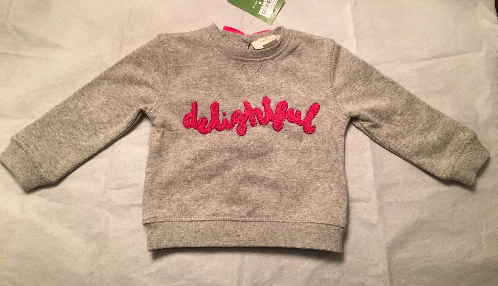 Felpa nuova con etichette Kate Spade $58 per bambini e ragazze 'Delightful' 6M