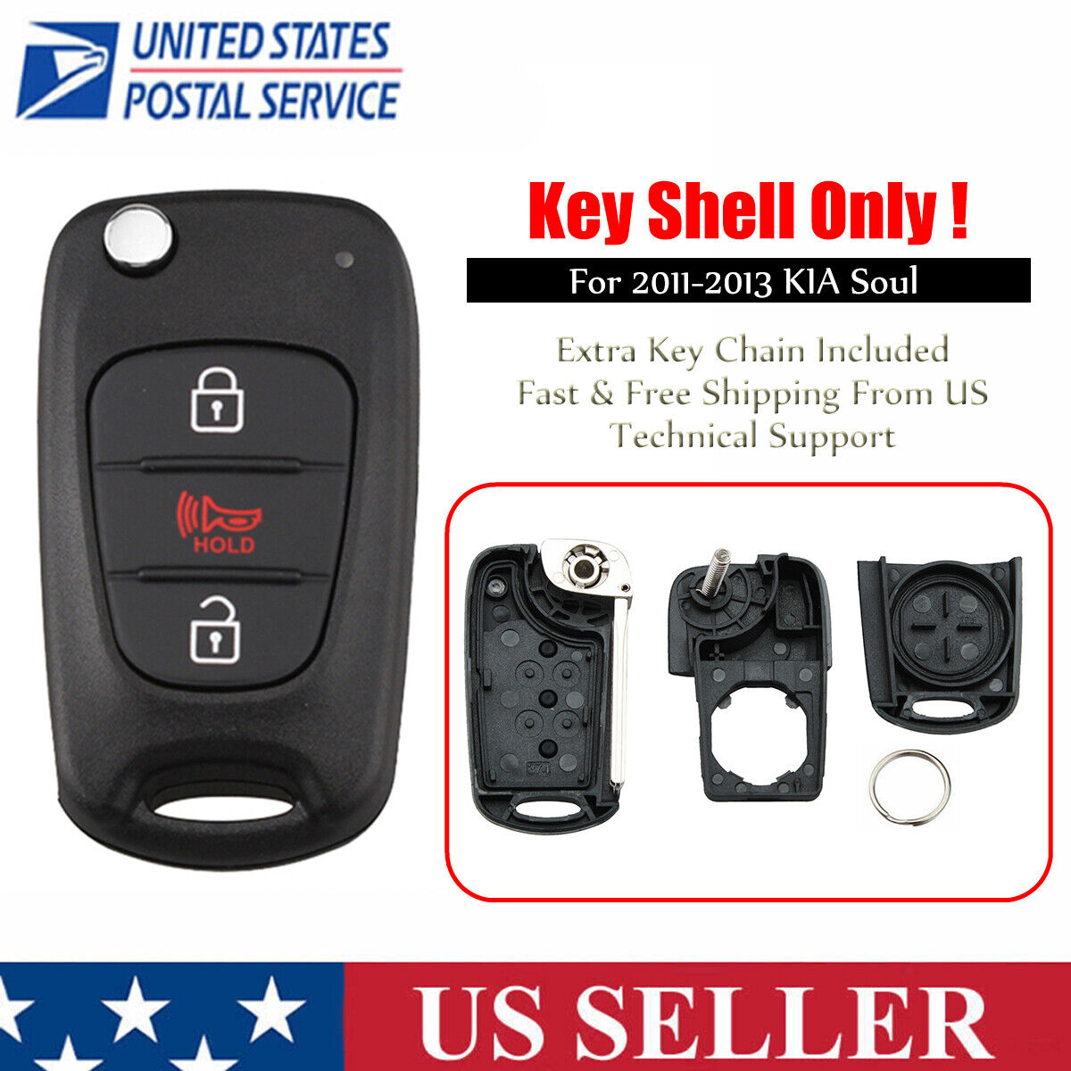 For 2011 2012 2013 KIA Soul Remote Flip Key Fob Case Shell NYOSE