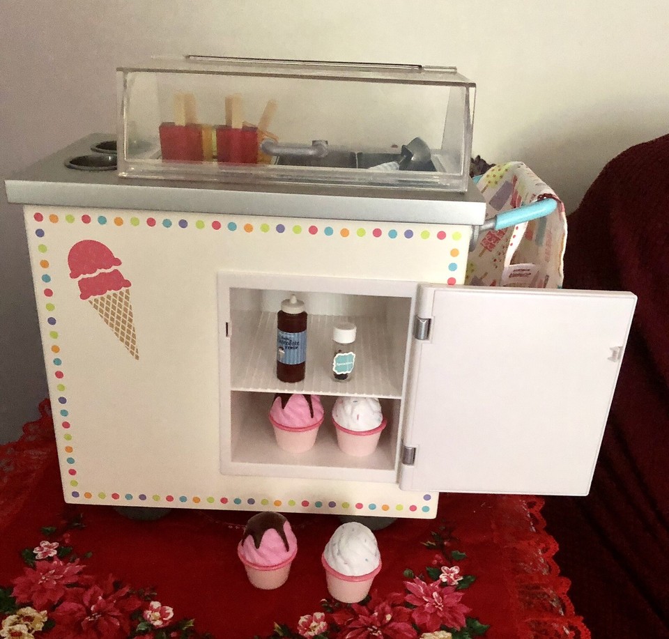 American Girl Ice Cream Cart &amp; Accessories Retired, Ice Cream Stand ...