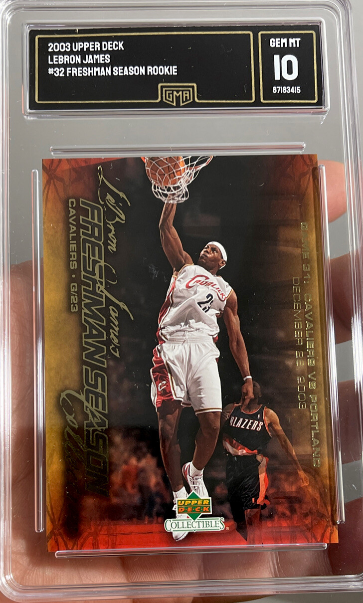 2003 Upper Deck Rookie LeBron James Freshman Season Collectibles #32 GEM Mint 10