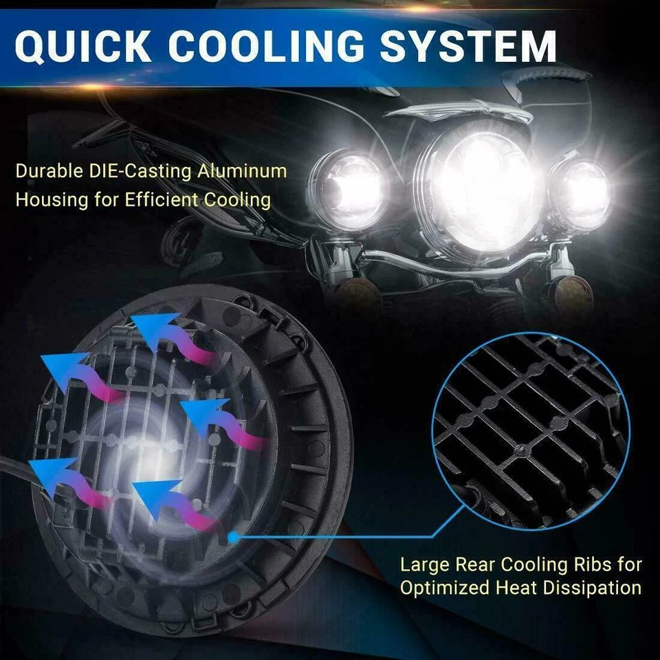 For Yamaha Road Star Silverado XV1600 7" LED Headlight + 4.5" Fog Passing Lights Foto 4 de 4