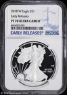 2018-W $1 Proof American Silver Eagle NGC PR 70 UC | Early Releases