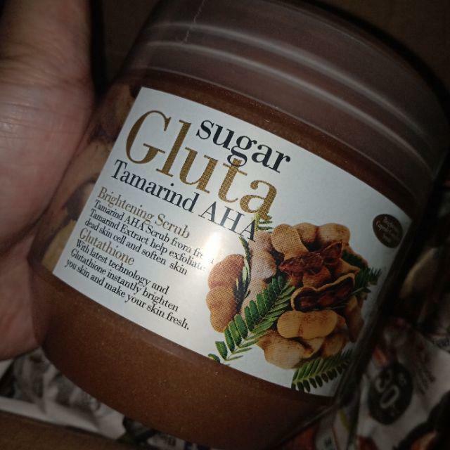 Sugar Gluta Tamarind AHA Brightening body Scrub whiten clear bright