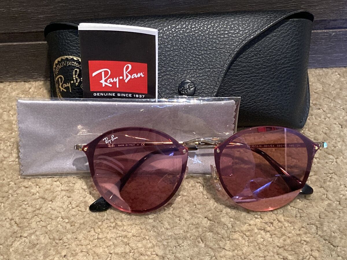 Ray Ban Women's Sunglasses Blaze Round Pink Gold RB3574N RB Ray Ban Women's Sunglasses Blaze Round Pink Gold RB3574N RB