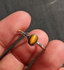Tiger Eye Ring 925 Silver Handmade Natural Gemstone Women Girls Minimalist Rings