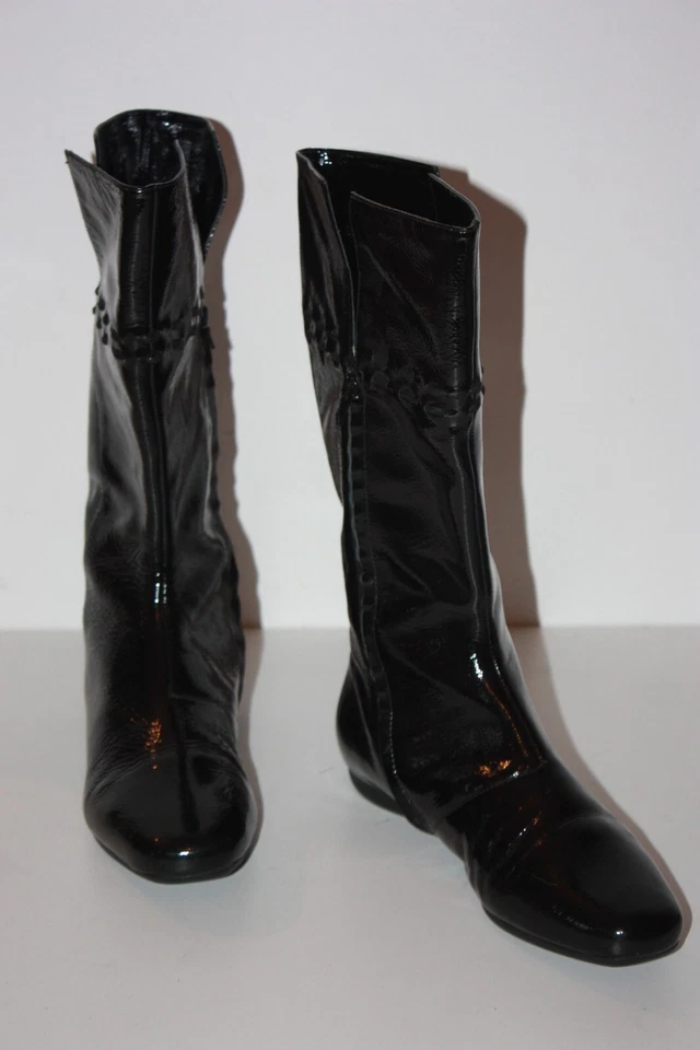 LACOSTE Mi Bottes Teagan Gloss Cuir Vernis Souple T UK 4 / 37 EUROPE TBE - Photo 3/4