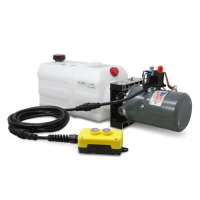 Single Acting Hydraulic Pump For Dump Trailers KTI - 12VDC - 6 Quart Reservoir