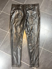 M&S Collection Faux Leather Leggings Womens UK10 Black Stretch High Waisted