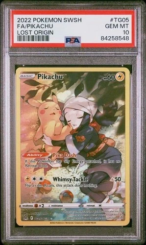 2022 POKEMON SWORD & SHIELD LOST ORIGIN #TG05 FULL ART/PIKACHU PSA 10