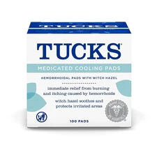 TUCKS Medicated Cooling Pads, 100 Count – Pads with Witch Hazel, Cleanses Sensit