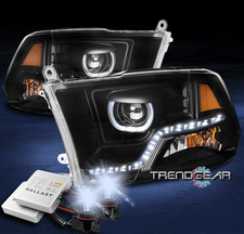For 09-18 Ram 150010 2500 3500 Halo Led Black Projector Headlights W8k Hid