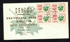 Canada #421, 1965 5¢ New Brunswick Floral Emblem block , Unknown cachet, VF