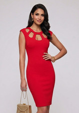 Lipsy Red Bodycon Dress Size 8 Party Occasion Evening Races Cut out Club Wedding