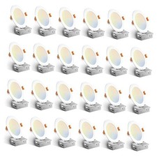 24 Pack 5CCT Ultra-Thin LED Recessed Ceiling Light with Junction 6 Inch White