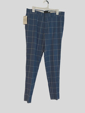 ASOS Design Dress Pants Mens Size 34x32 Super Skinny Blue Plaid NEW