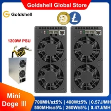 Goldshell Mini Doge 3 Ⅲ Miner LTC Doge Coin Dual Mode 700M/550M 400W/260W w/ PSU