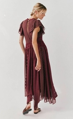 Free People Bali Keely Maxi Dress size L Wine Red NWT - Picture 2 of 9