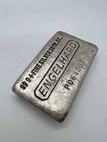 Vintage Engelhard Poured  Waffle Back 10 oz .999 Fine Silver Bar #P064362
