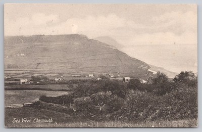 Meerblick, Charmouth Dorset Postkarte - verschickt 1928 KGV Briefmarke (TOPO 277)