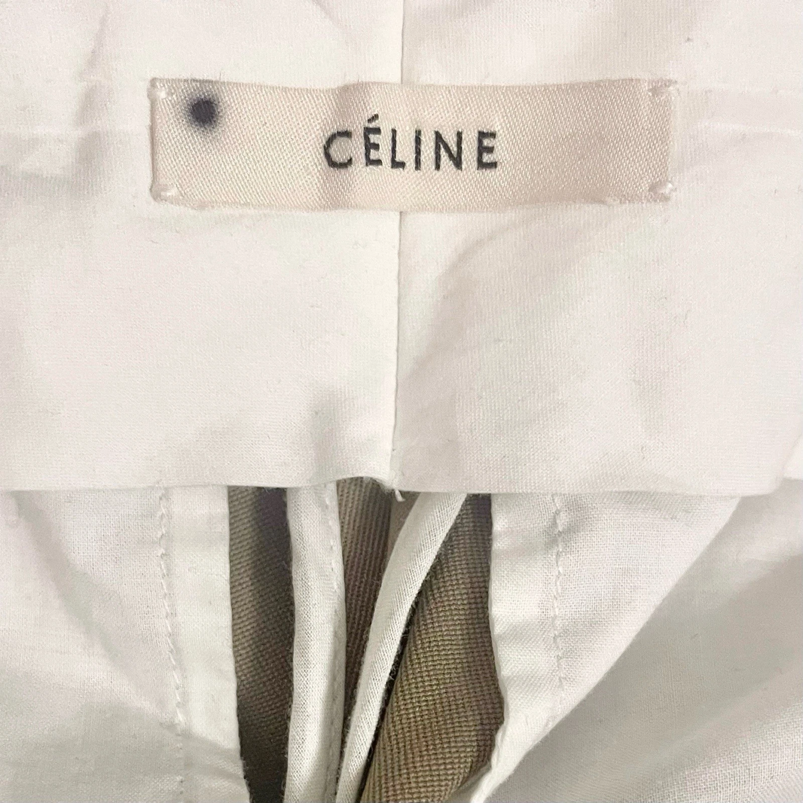 PANTALONE PLISSETTATO CELINE BEIGE LANA GABARDINE VITA ALTA TAGLIA 38 PHOEBE PHILO