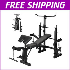 7-In-1 Foldable Adjustable Weight Bench Set with Leg Extension  Preacher Curl