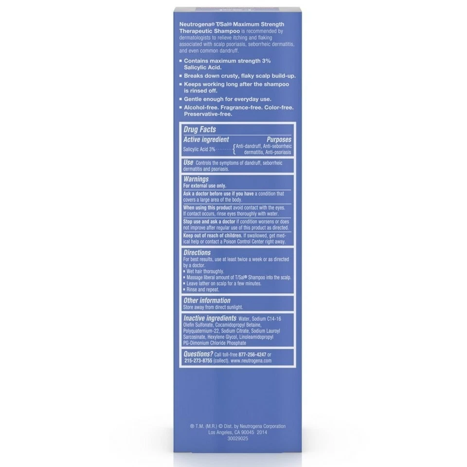 Neutrogena Therapeutic Shampoo 3% Salicylic Acid Scalp Build Up Control 4.5oz - Image 4 of 4