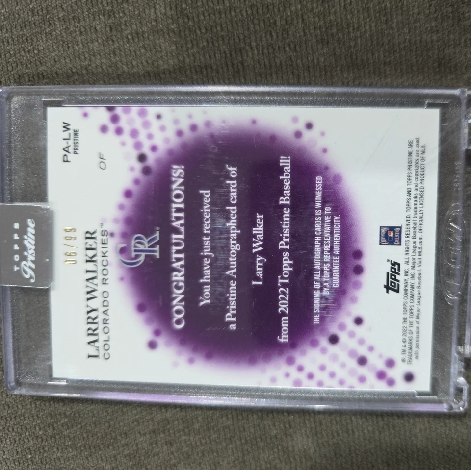 2022 Topps Pristine Larry Walker Auto #PA-LW Rockies encased - Image 2 of 2