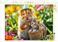 Calvendo Puzzle Hamster With His Kitten In The Garden | 1000 Pieces, Finished Si