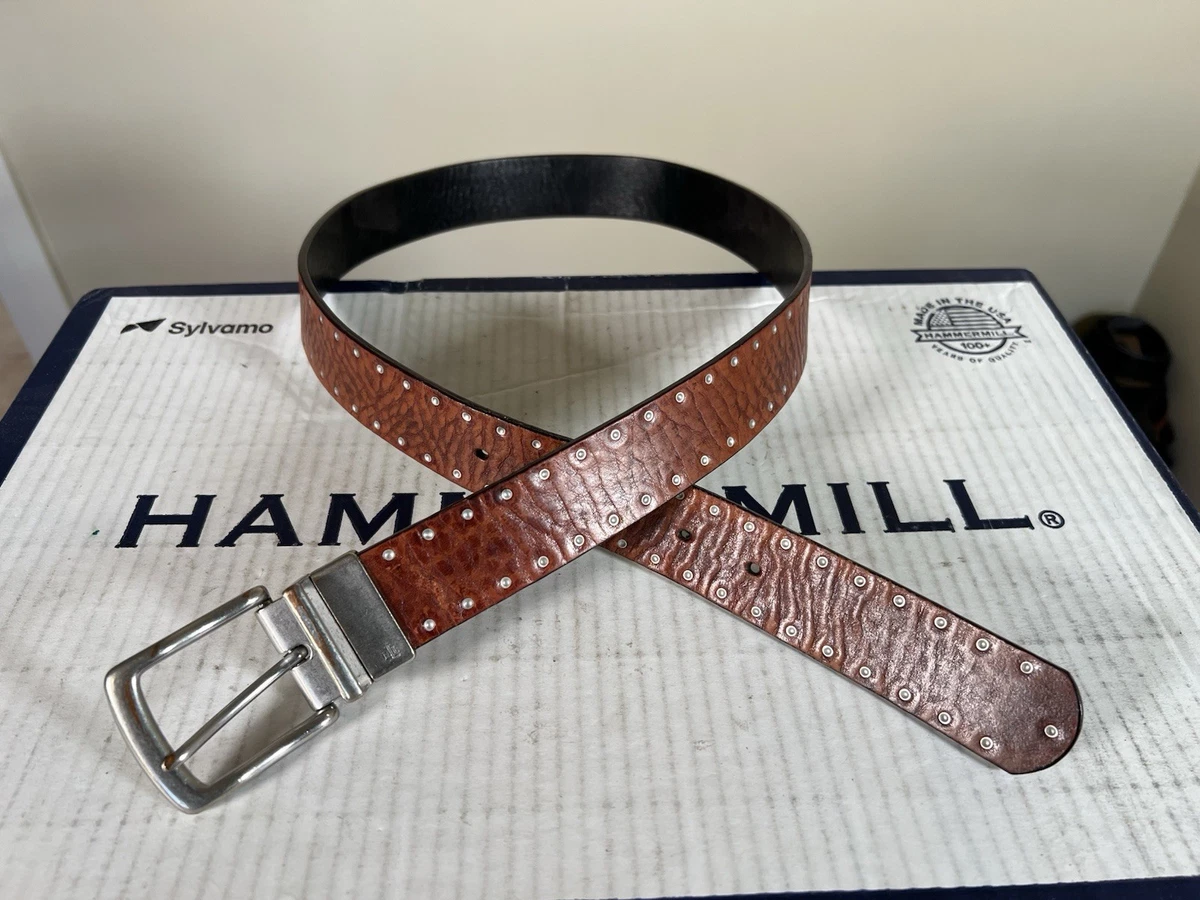 Lauren Ralph Lauren Brown Leather Belt Silver Buckle Distressed Large 1 3/8th\