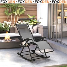 Image of Garden Rocking Chair Folding Recliner Outdoor Adjustable Sun Lounger Rocker Zero