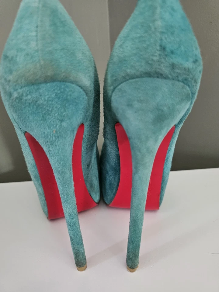 Zapatos de salón Christian Louboutin plataforma narciso gamuza turquesa talla 38 Foto 4 de 4