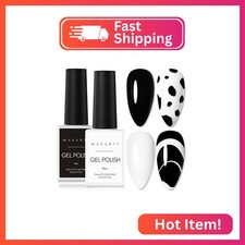Makartt Gel Nail Polish Kit: Black White Nail Polish Set Noir & Blanc Soak Off N