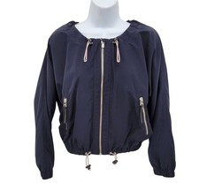 Athleta Chill Bomber Jacket 202074-04 Womens M Navy Captain Lined Zip Drawstring