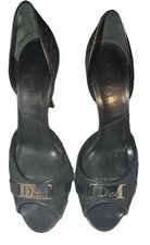 Christian Dior Vintage Black Trotter Peep Toe D orsay Pumps US 6.5 /EU 36.5