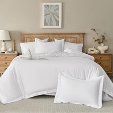 100 Egyptian Cotton Duvet Cover Set 400 Thread Queen U.S. Standard White