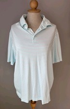 Hart Schaffner Marx HartSoft Luxury Cotton Polo Shirt Blue White Striped Large