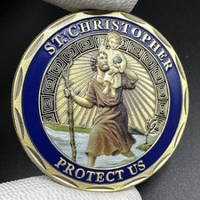 Challenge Coin Bronze Patron Saint of Travelers Protection Token ST.CHRISTOPHER