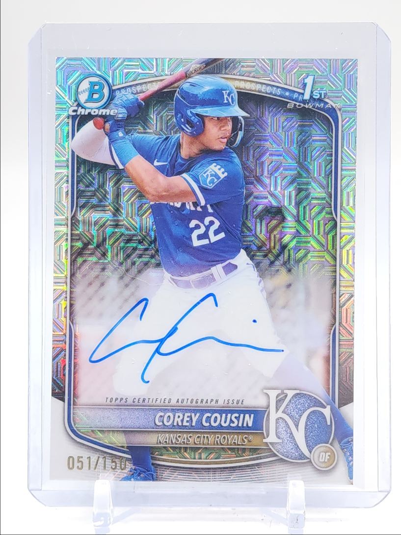 COREY COUSIN 2025 BOWMAN CHROME 1ST HTA CHOICE REFRACTOR AUTO /150 Q4920