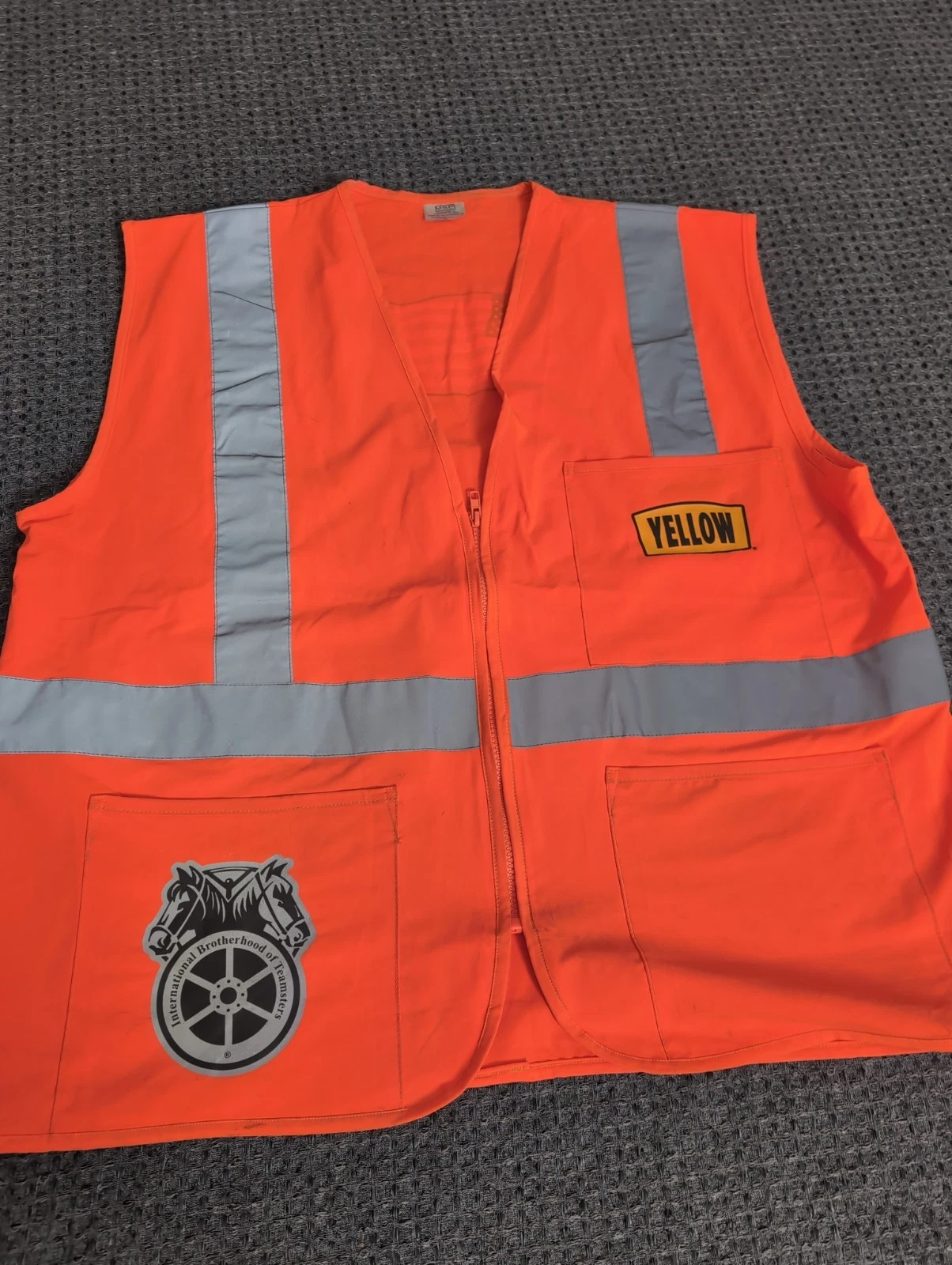 Yellow Freight Safety Vest Reflective Teamsters American Flag Large - product detail image 1