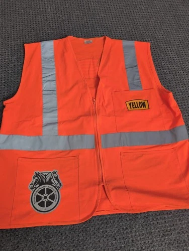 Yellow Freight Safety Vest Reflective Teamsters American Flag Large - product listing photo