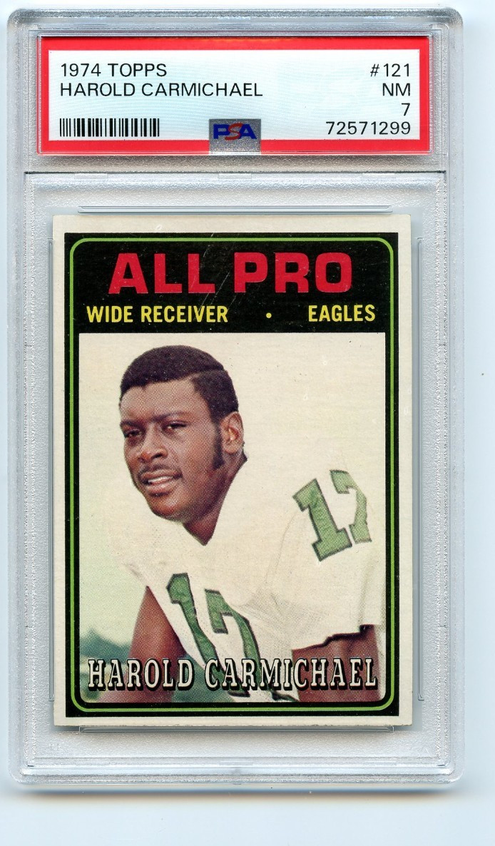 1974 Topps Football Harold Carmichael #121 Philadelphia Eagles PSA 7 NM (Rookie)