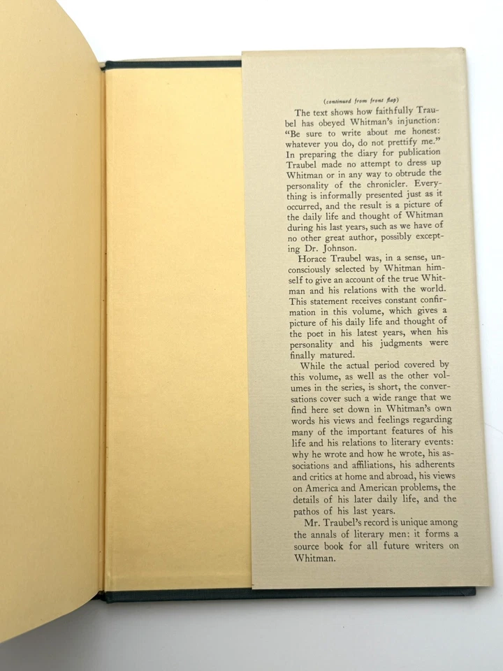 WITH WALT WHITMAN IN CAMDEN by Horace Traubel 1964 HCDJ 1st Edition Bio Foto 3 de 4