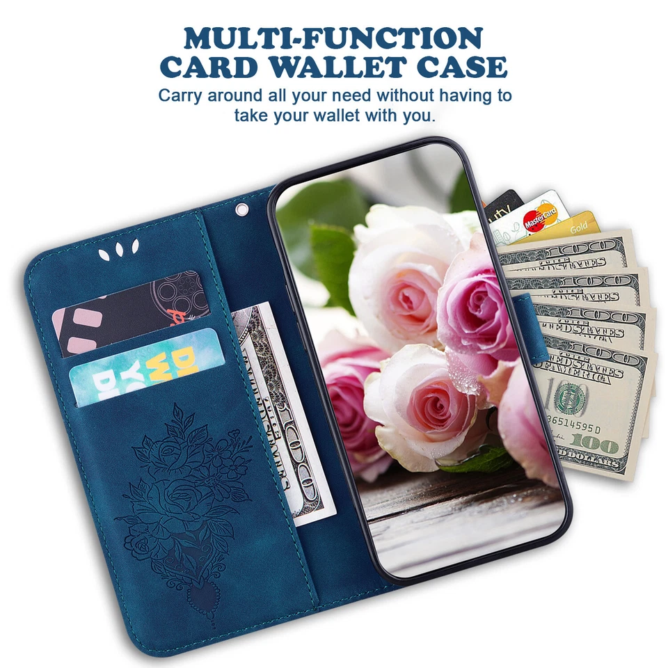 For ZTE V40 Vita A7S Blade A72 A52 Flip Stand Printing Rose Butterfly Phone Case - Image 4 of 4