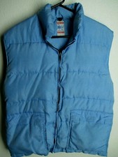 1970's vintage Frostline Kit Goose Down Vest puffer pale blue patch pockets sz M