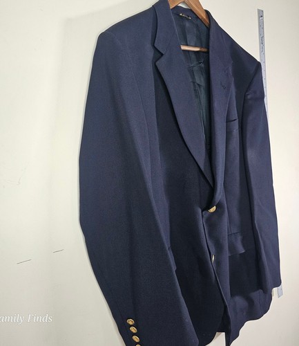 Vtg Austin Reed Mens 44R Pure Wool Blazer Navy Blue Ivy League USA Union Made - Picture 3 of 16