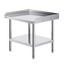 24 x 28 x 26'' Stainless Steel Work Table 3-Sided Backsplash Adjustable Height