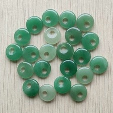 12pcs Natural Green Aventurine Gogo Donut Pendants Beads 18mm for Jewelry Making
