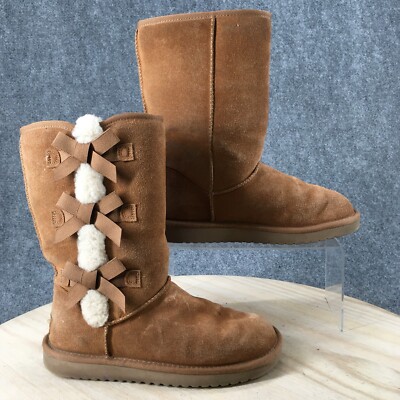 Koolaburra By Ugg Boots Womens Victoria Tall Winter Flats Brown Suede  Pull On