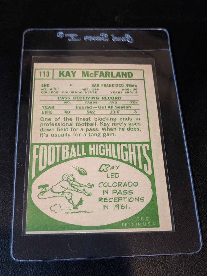 1968 Topps Set Break #113 Kay McFarland NR-MINT - Image 2 of 2