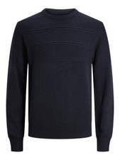 Jack Jones Chunky Knit Sweater Size XS-XL Navy Textured Ribbed Cuffs Cotton